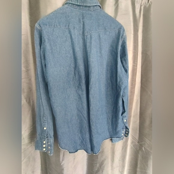 Vintage Wrangler Snap Long Sleeve Men's Shirt L X-long tails 17 x 36 pearl white - Picture 3 of 13